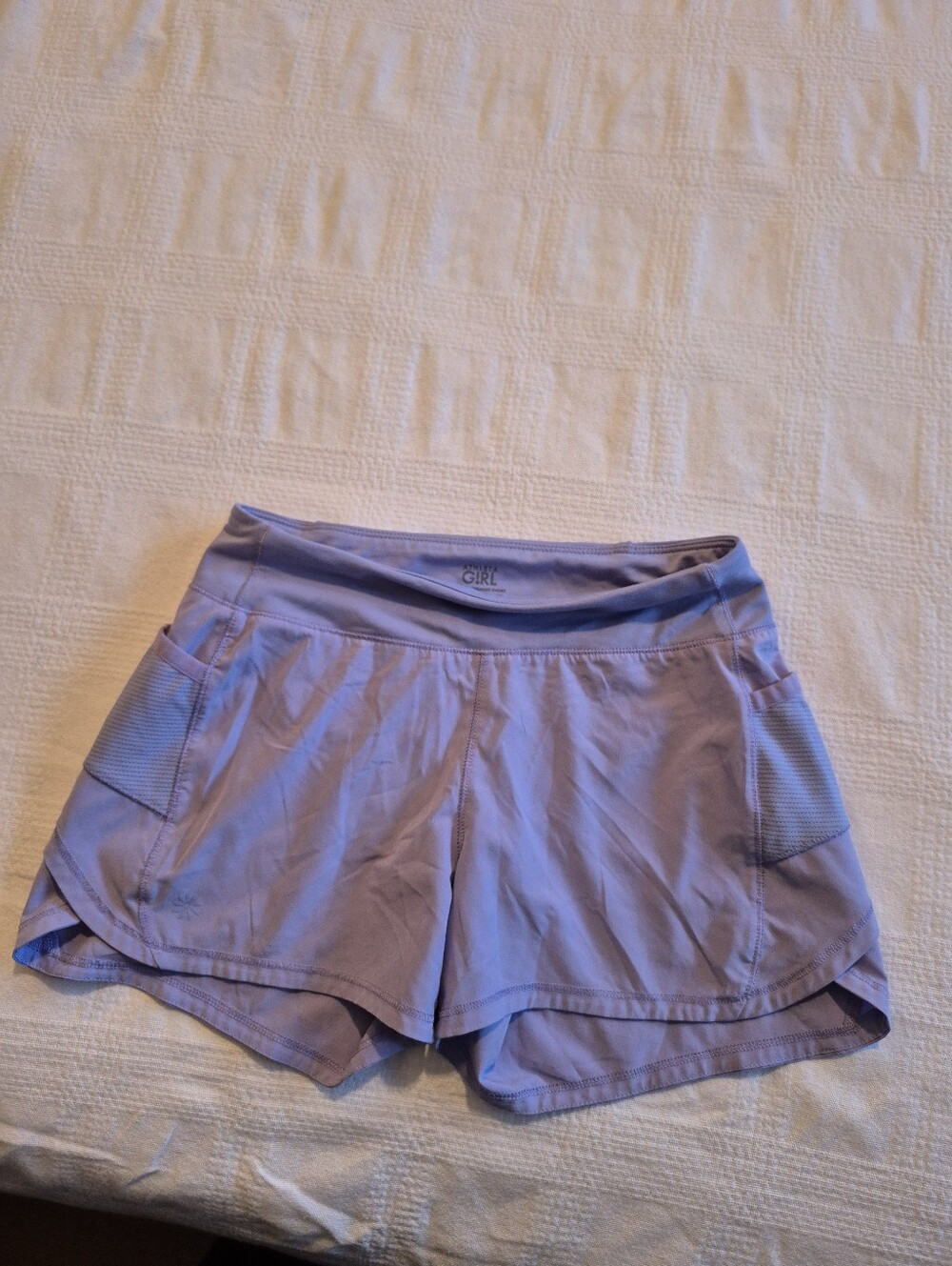 Athleta girls Medium or 8/10 Record Breaker Shorts Lt purple VGUC